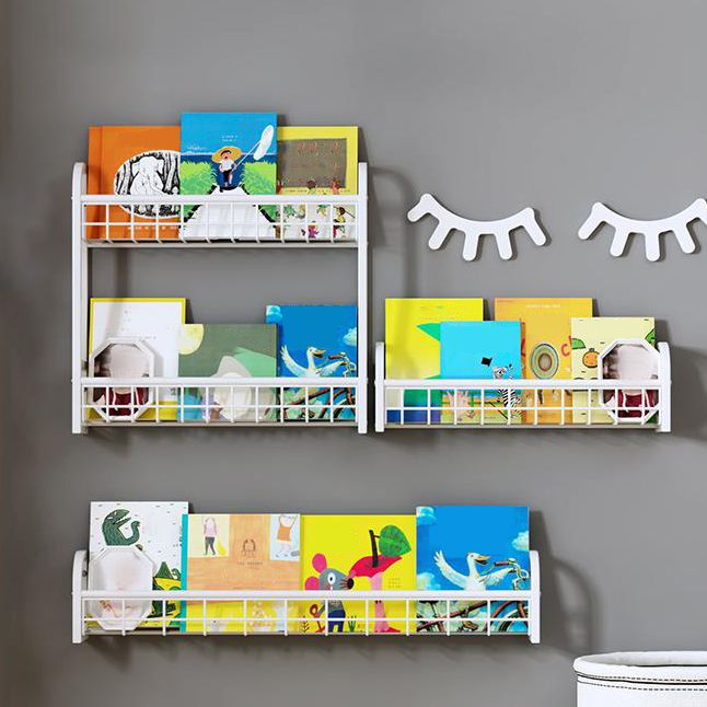 4.57"W Bookshelf Contemporary Style Wall Mounted Pure White Bookcase for Study Room