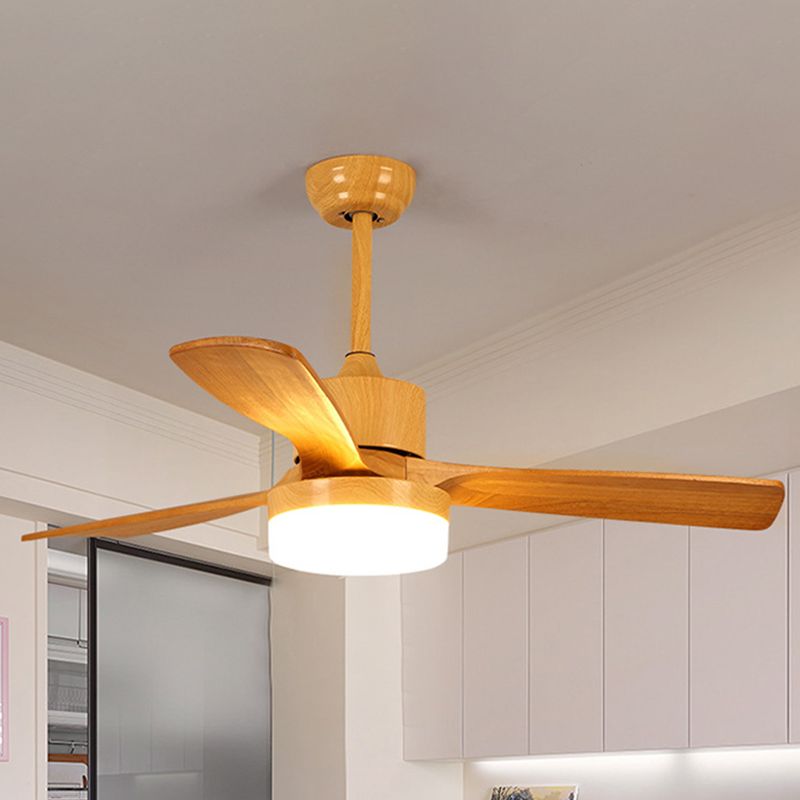 52 "W Circular Dining Room Halbflush Mount Creme Glas Einfaches LED 3-Blatt Deckenventilator Leuchte Leuchte in Holz