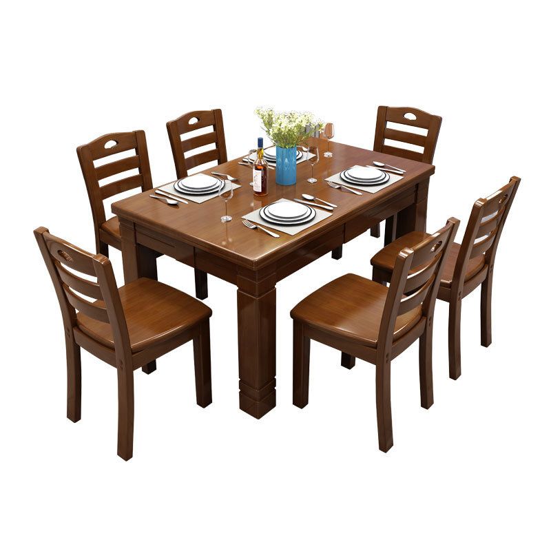Solid Wood Dining Table 4 Legs Dining Room Table for Kitchen