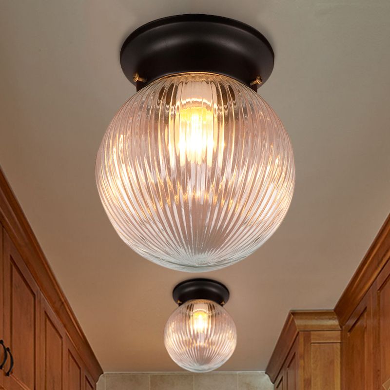 Black Ball Flush Mount Lighting Modern 1 Light Clear Glass Flush Mount Ceiling Light Fixture