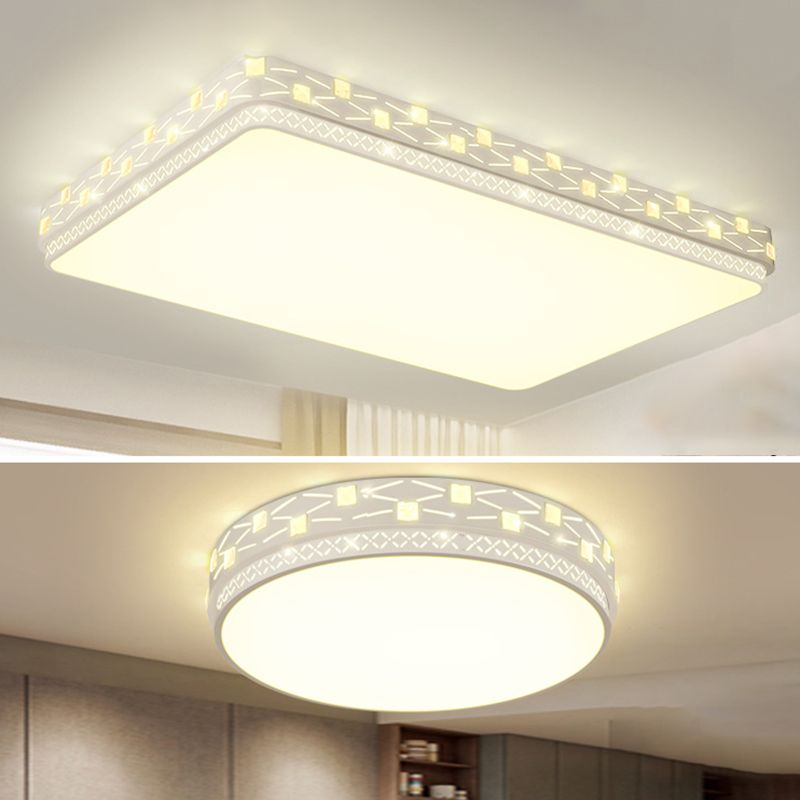 Geometric Shaped Living Room Ceiling Lamp Acrylic Modern LED Flush Light with Crystal Decoration