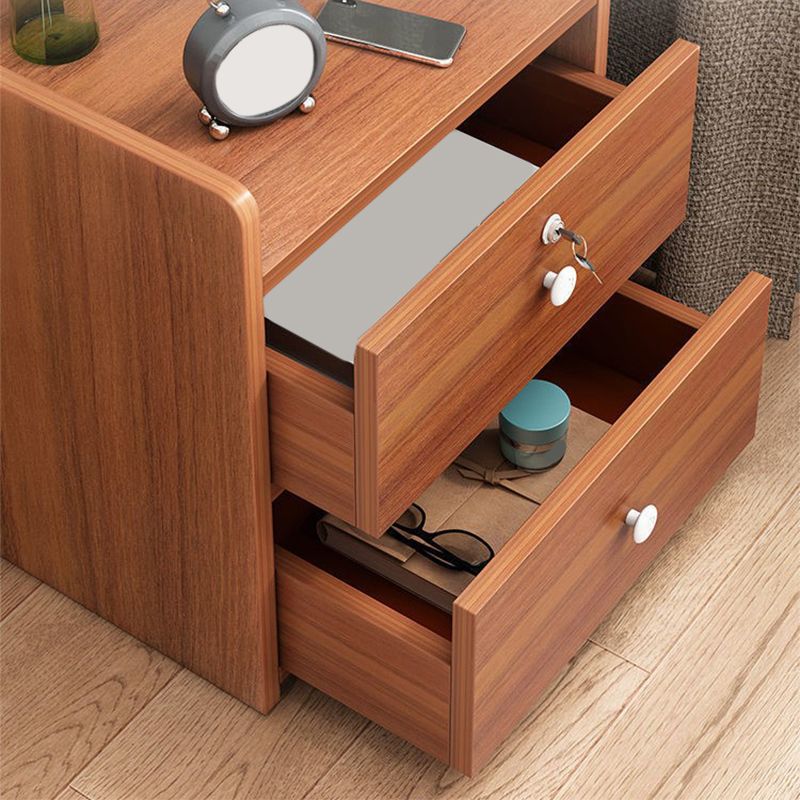 Wooden Nightstand with 12" Wide Night Table with Drawers and Shelf