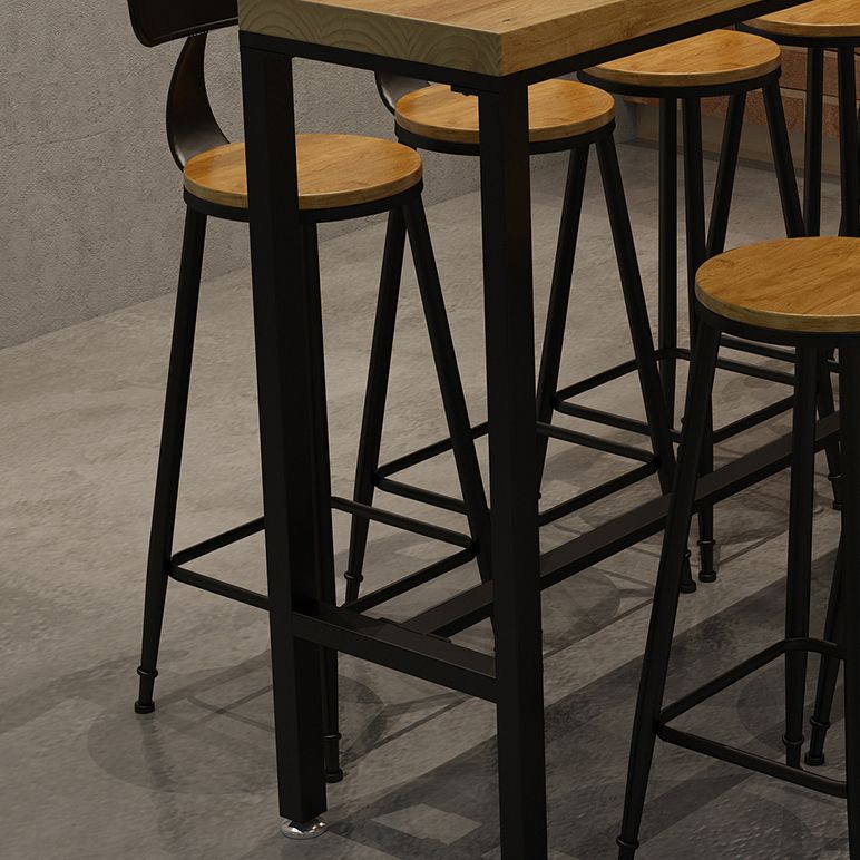 Modern 1/4/6/11 Pieces Bar Table Set Rectangle Pine Wood Counter Table with High Stools