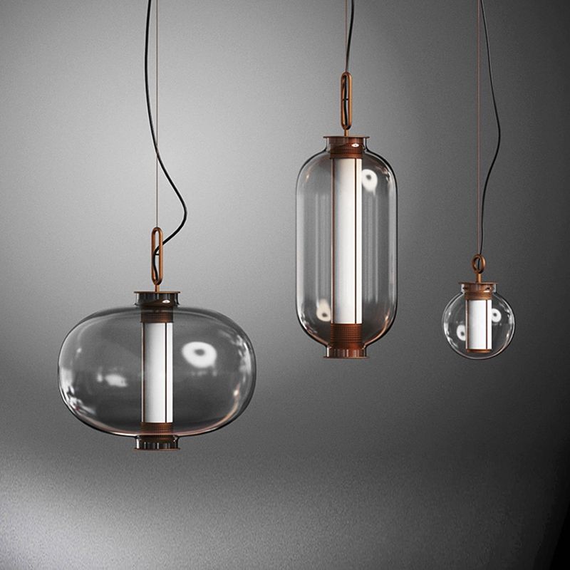 Geometric Hanging Lights Industrial Style Glass 1 Light Pendant Light Kit