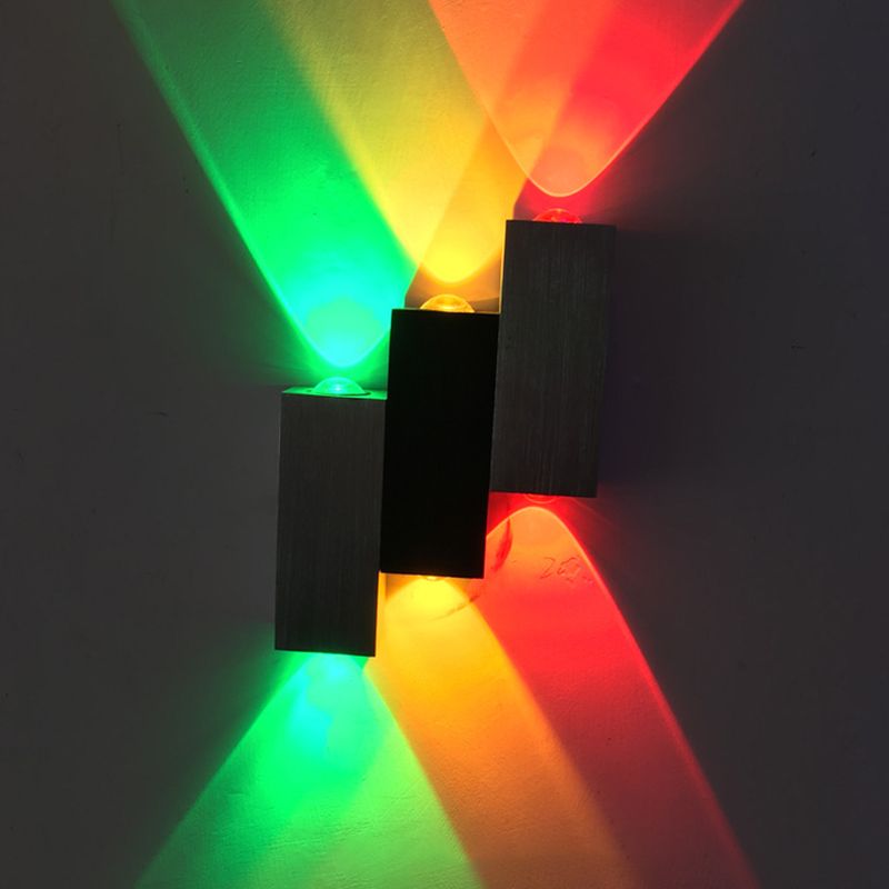 3 combinazione rettangolare a LED SCONCE SCONCE a 6 luci a 6 luci moderne lampada a parete in alluminio spazzolato in luce bianca calda