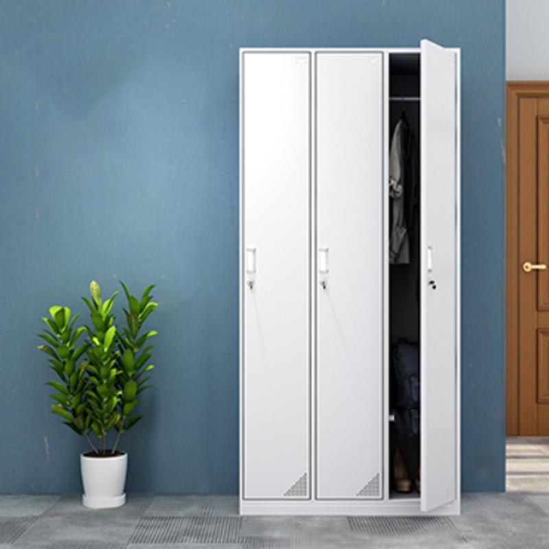 Contemporary Wardrobe Armoire White Color Steel Wardrobe Closet with Locks