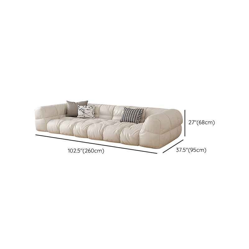 Modern Simple Square Arm Sofa & Chaise in White Biscuit Back Sectional Sofa