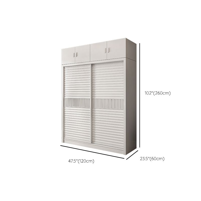 White Sliding Wardrobe Closet with Shelves Wooden Wardrobe Armoire