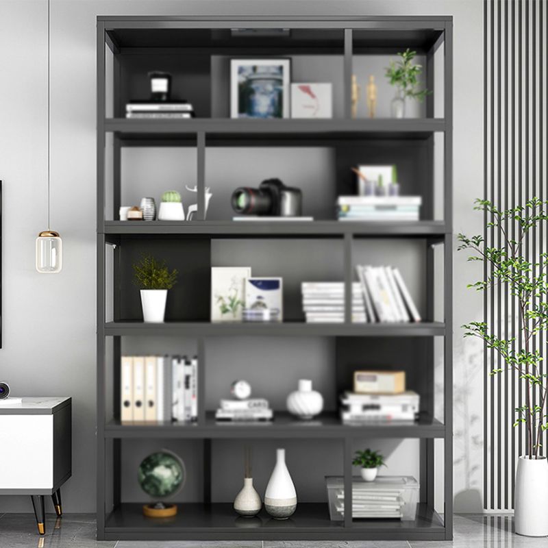 Industrial Metal Etagere Bookcase Open Back Bookshelf for Home Office