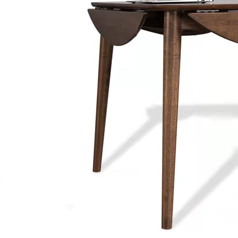 Drop-Leaf Dining Table Rubberwood Solid Wood Dining Table with 4 Legs