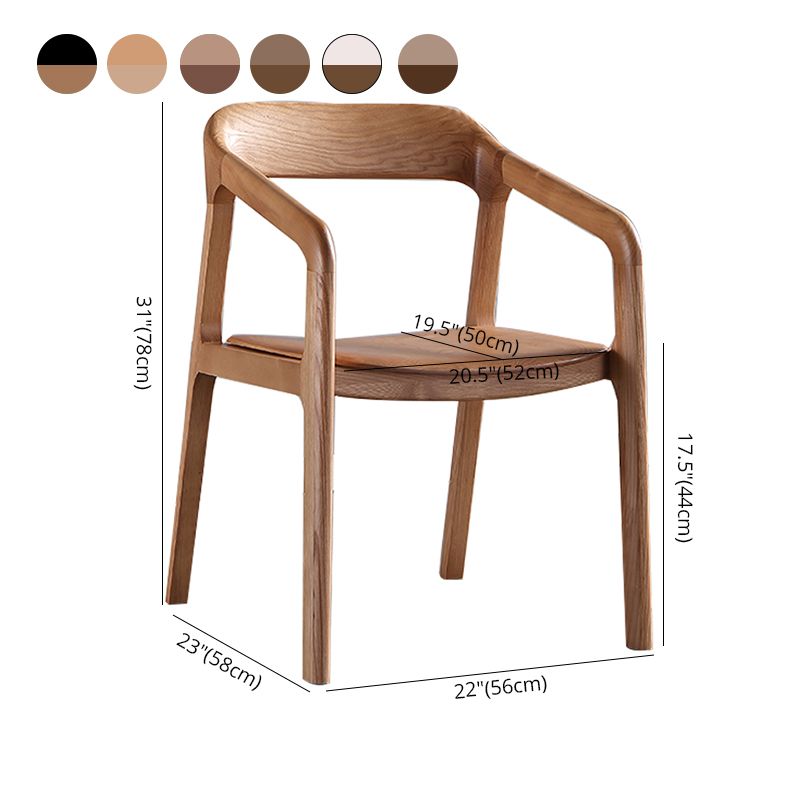 Traditional Style Ash Wood Chair Set Kitchen Open Back Dining Arm Chairs