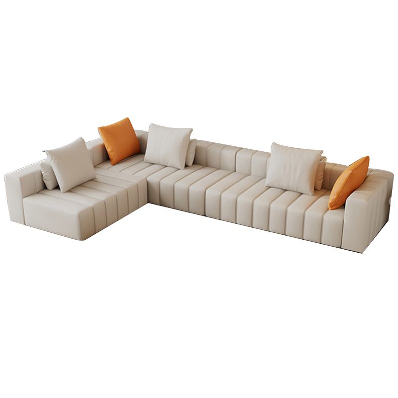 Sqaure Arm Biscuit Back Sectional Modern Genuine Leather Sectional