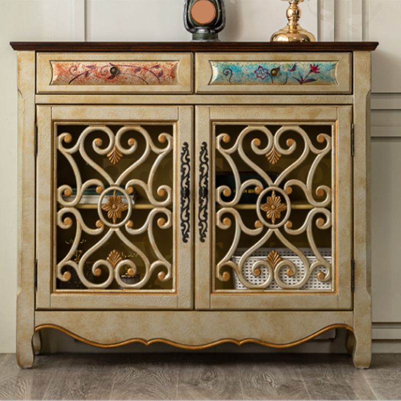36.02"Tall 1- Door Wooden Cabinet, 2-drawer Rectangle Accent Cabinet