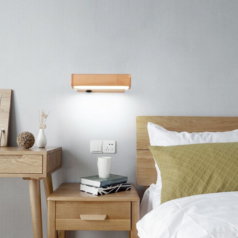 Moderne einfache HolzlED-Wandleuchten Rota-Tisch Wandmontierte Lampen für Schlafzimmer