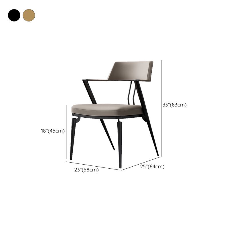 Contemporary Kitchen Dining Arm Chair Metal Legs Upholstered Chair