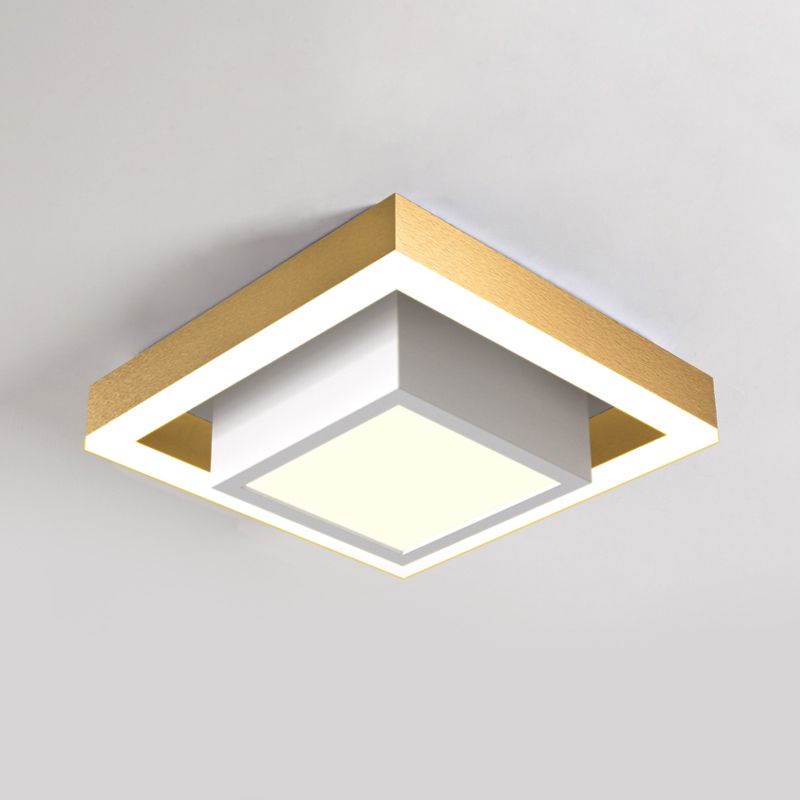 Luz de techo empotrada LED nórdica, accesorio de montaje empotrado pequeño cuadrado doble negro/dorado/café con pantalla acrílica para pasillo