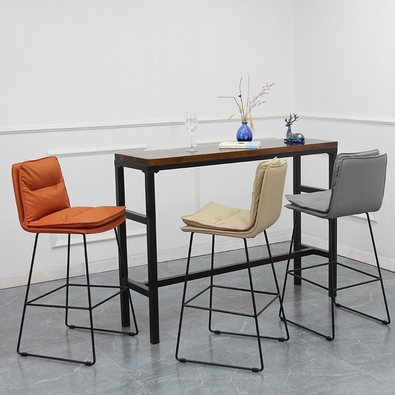 Modern Faux Leather Counter Stool Bar-height Bar Stool with Black Frame