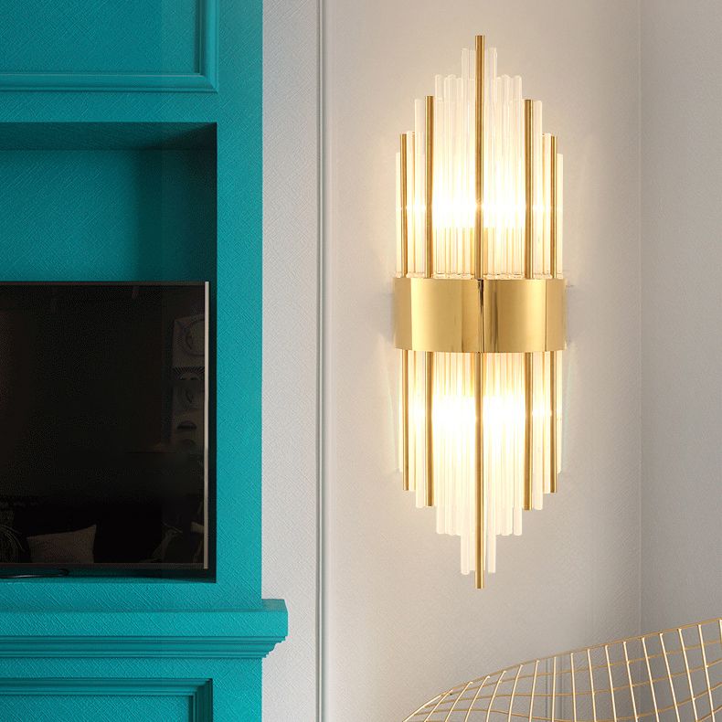 2-Bulb Postmodern Style Crystal Wall Mounted Lamp for Corridor Half Shade Wall Light Fixture