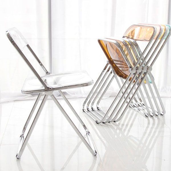 Industrial Style Plastic Dining Armless Chair Open Back Dining Side Chair