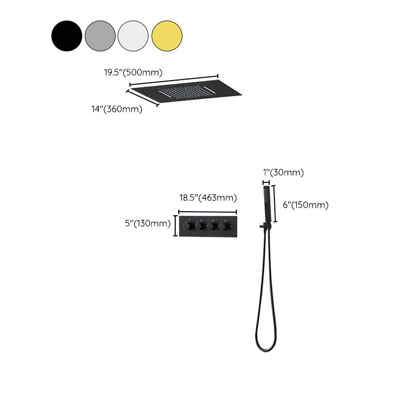 Ceiling Mounted Square Metal Shower Faucet Massage Shower System