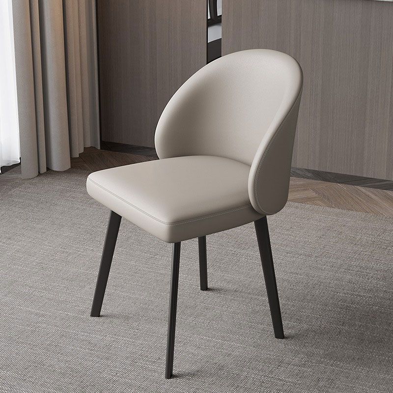 Industrial Style Side Chair Solid Back Metal Dining Room Chair for Kitchen