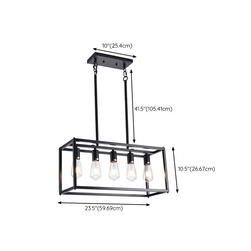 Industrial Pendant Light Rectangle Shape Island Light with Metal Shade for Living Room