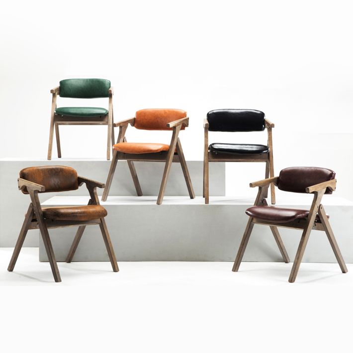 Fauteuils de salle à manger à dossier ouvert, fauteuil rembourré pliable avec pieds en bois