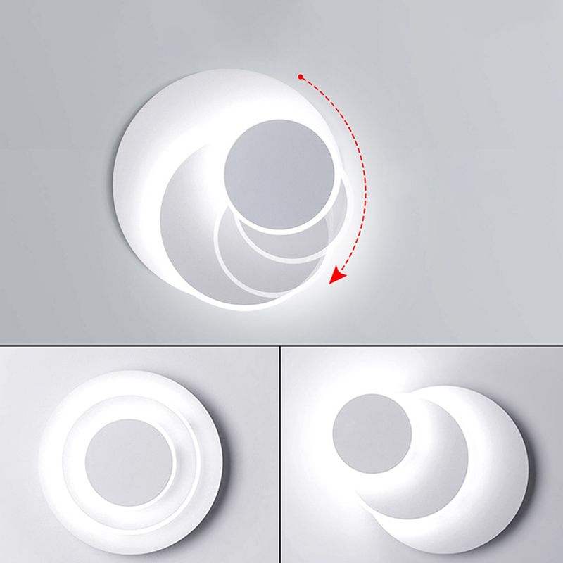 Lámpara de pared LED de estilo nórdico redondo de 3 capas 350 ° Luz de aplicador creativo de diseño creativo rotativo en blanco