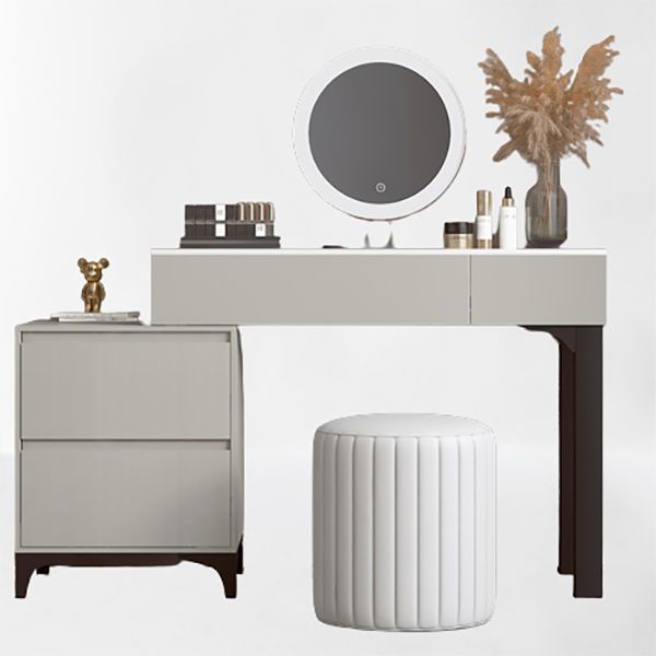 Contemporary Gray Makeup Table With Drawers 14.96 W x 29.52" H for Bedroom
