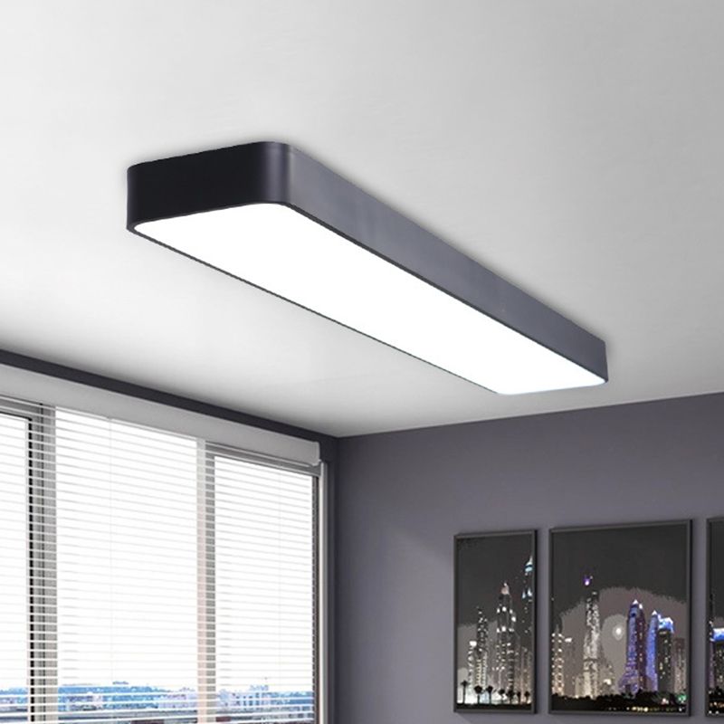 Black Rectangular Ceiling Light Fixture Simple LED Aluminum Flush Mount Lamp for Office