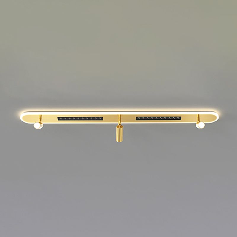 Linear Shape Flush Lights Modern Style Metal 4 Lights Flush Mount Fixture