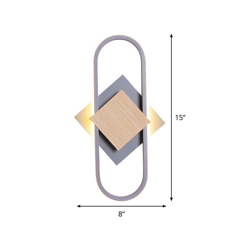 Nordic 2 Layers Round/Square Sconce Light Iron Bedroom LED Wall Mount Lamp with Elliptical Frame, Warm/White Light