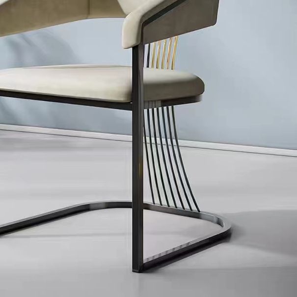 Glam Kitchen Side Chair Gold Base Open Back Dining Arm Chair