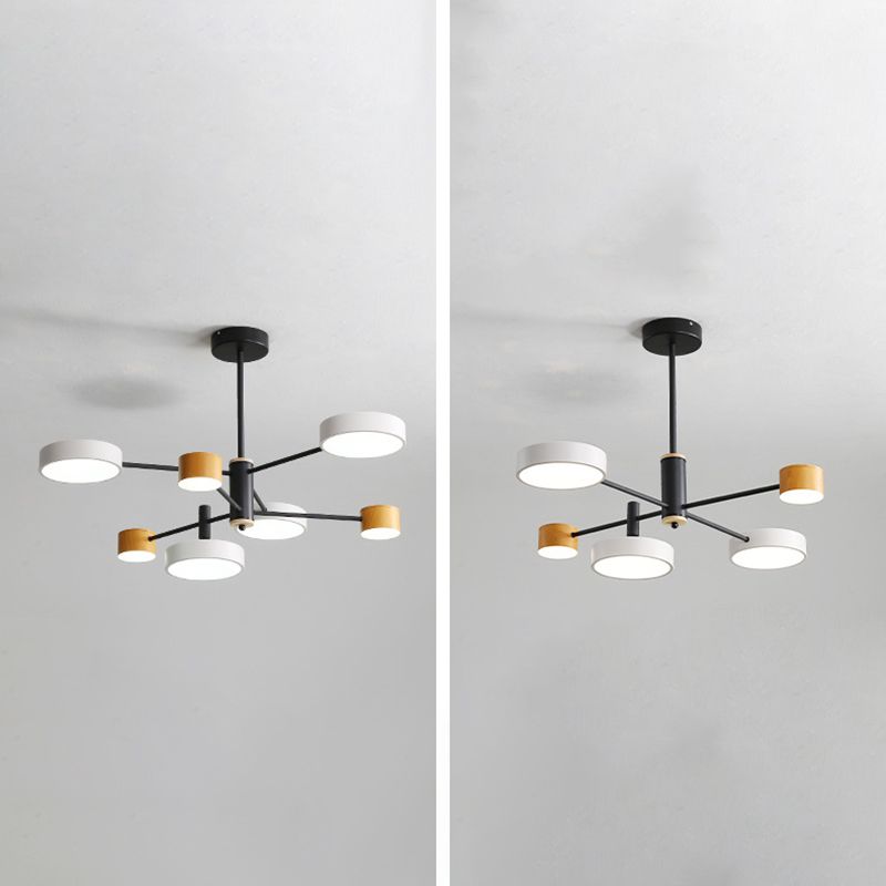 Multi Lights Round Pendant Chandelier Modern Style Metal Hanging Lamps