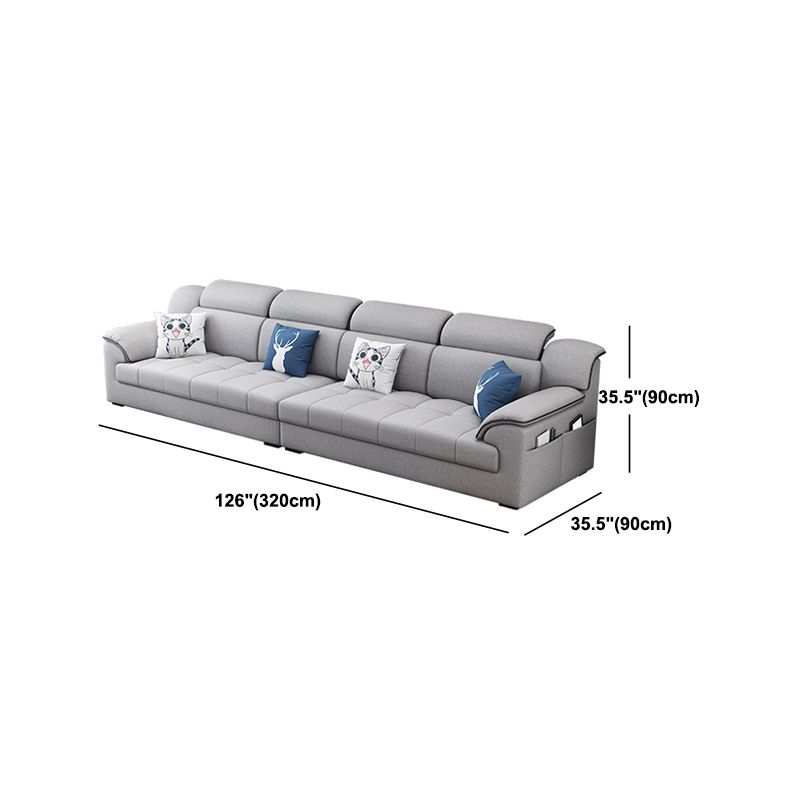Modern Fabric Sofa in Grey Pillow Top Arm Sofa with Bolster Pillows