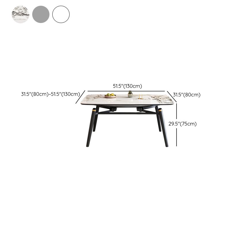 Modern Extendable Stone Dining Table Wood Base Table for Dining Room
