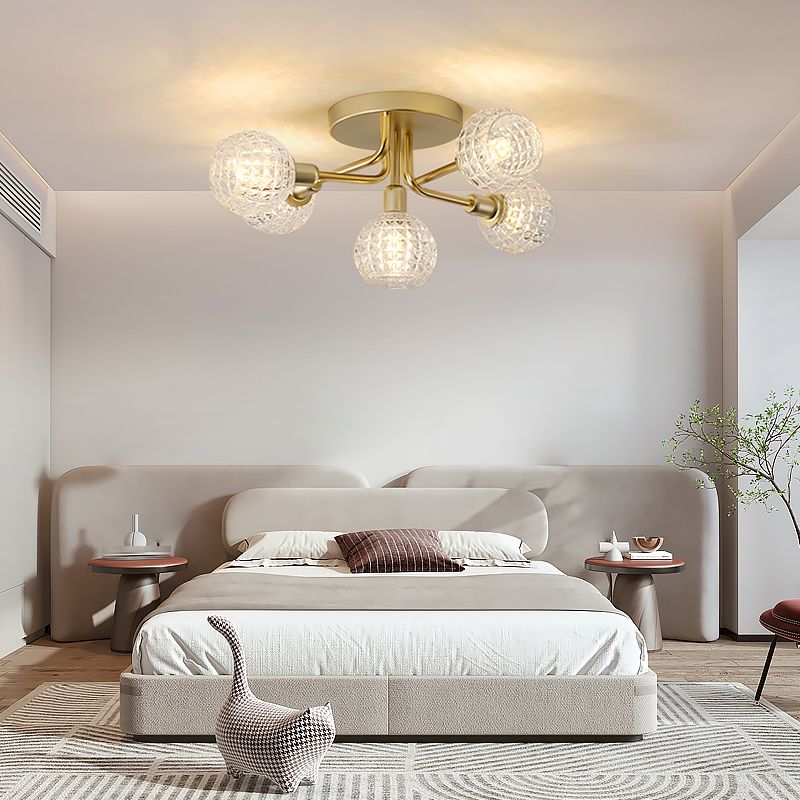 5 Light Spherical Ceiling Light Modern Style Glass Ceiling Lighting for Dining Room