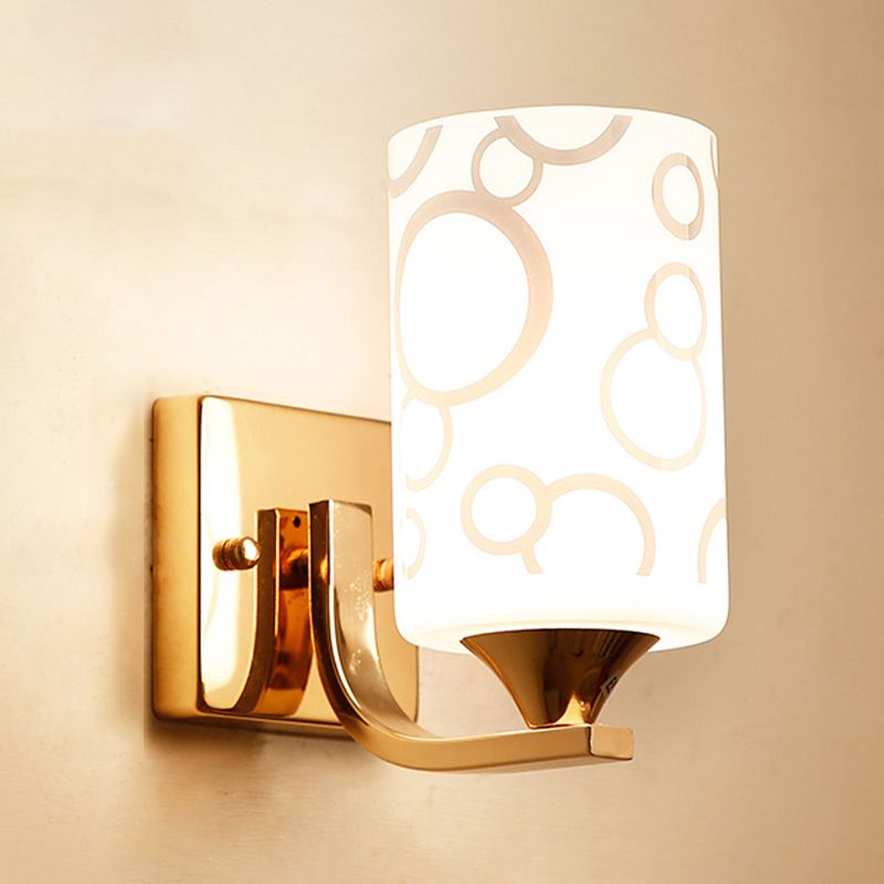 Metal Cylinder Shape Wall Light Nordic Style Wall Sconce with Glass for Living Room