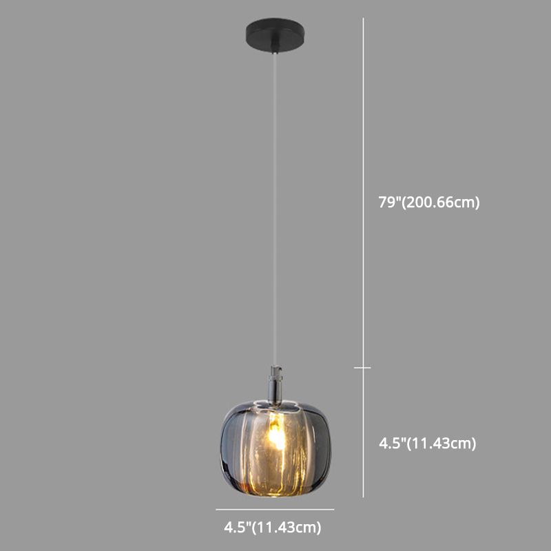 Melon Shaped Dining Room Pendulum Light Crystal 1-Light Postmodern Minimalist Hanging Lamp Kit