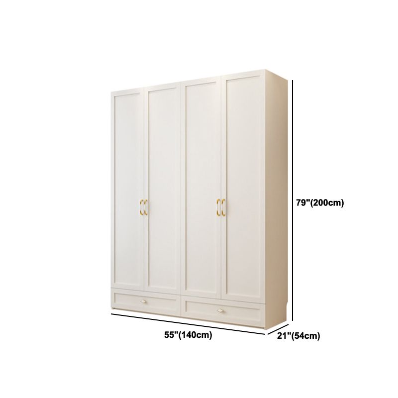 White Wardrobe Closet Engineered Wood Wardrobe Armoire with Drawer