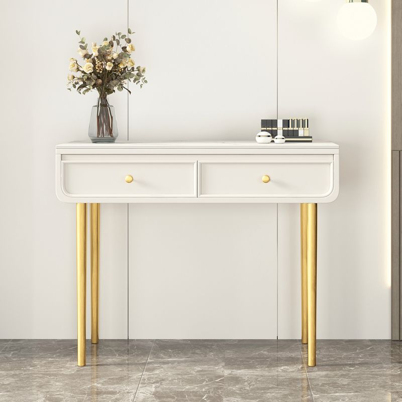 2/4-Drawers Solid Wood Dressing Table Stone Top Bedroom Make-up Vanity