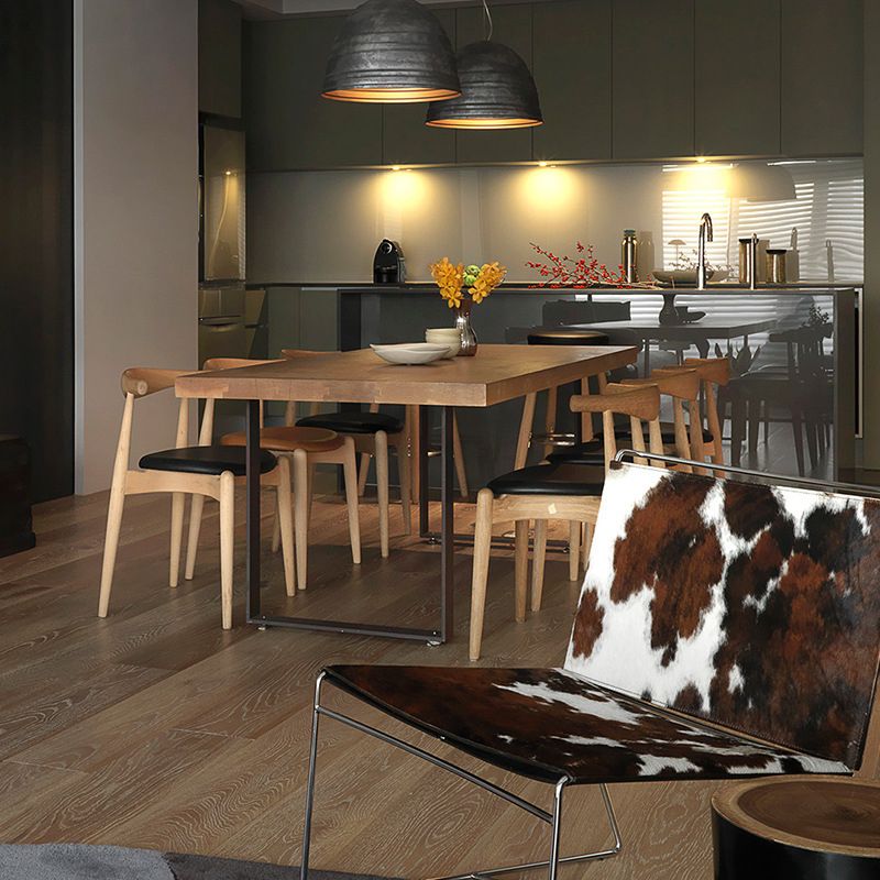 Industrial Dining Table with Brown Pine Rectangle Dining Table for Kitchen without Chair