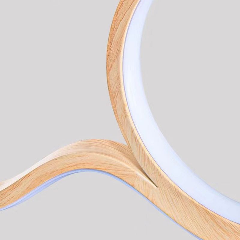 2-Light Beige Island Lighting Modern Wooden LED Ceiling Light for Bedroom