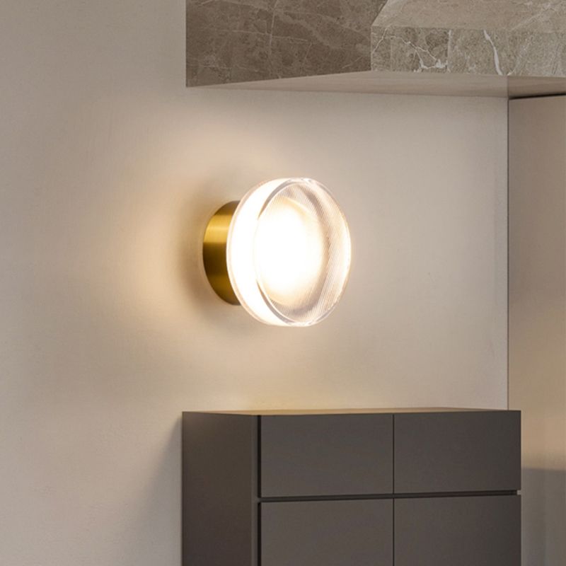 Aluminum and Acrylic Bath Sconce 1 Light Bathroom Vanity Lighting in Black / Gold