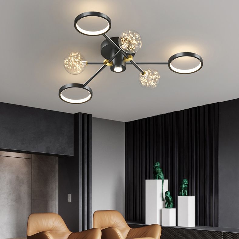 Lámpara de techo semiempotrada de metal Sputnik Iluminación LED de montaje semiempotrado de estilo minimalista