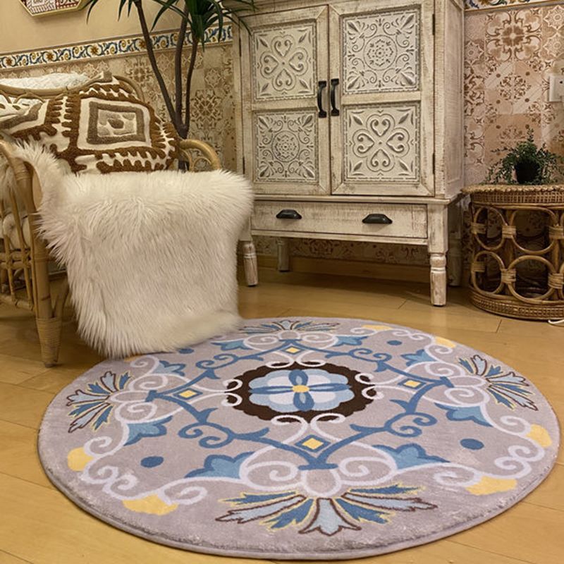 Black Bohemian Rug Polyester Graphic Rug Non-Slip Backing Rug for Drawing Room