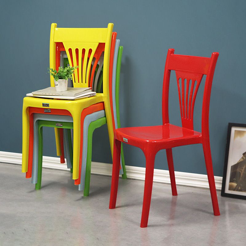 Slat Back Dining Side Chair Contemporary Plastic Dining Armless Chair