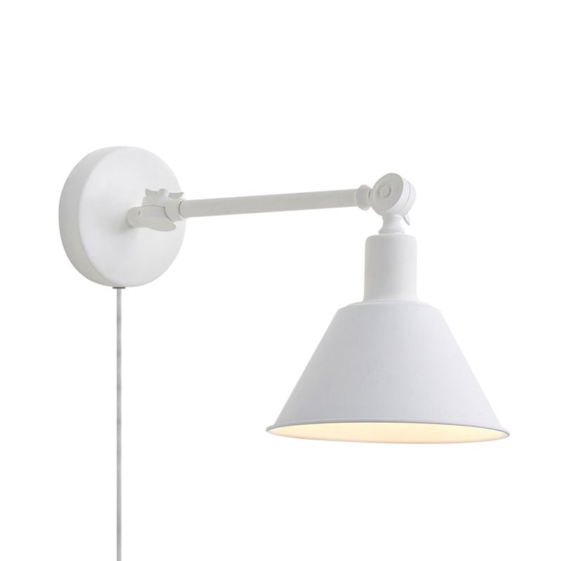 Cone Metal Wall Hanging Light Industrial Style 1 Light Bedroom Sconce Lamp in White/Black