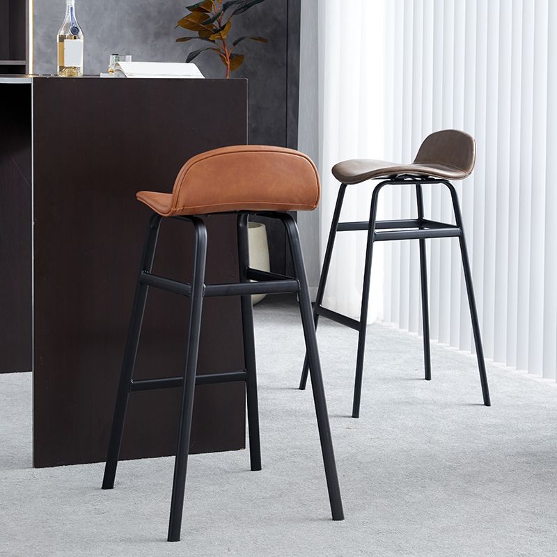 Modern Backrest Armless Counter Stool Iron Bar Stool with Seat and Pedal for Cafe