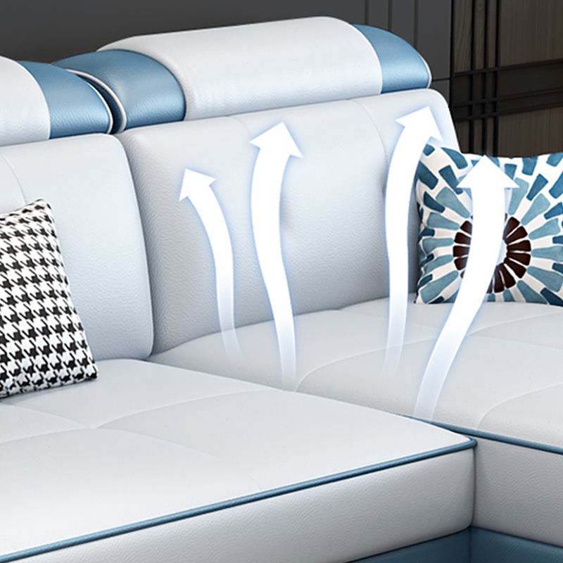Faux Leather L-Shape 4-Seater Sectional with Storage and Cushion Back